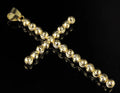10K Yellow Gold Beaded Cross Pendant Charm B4634