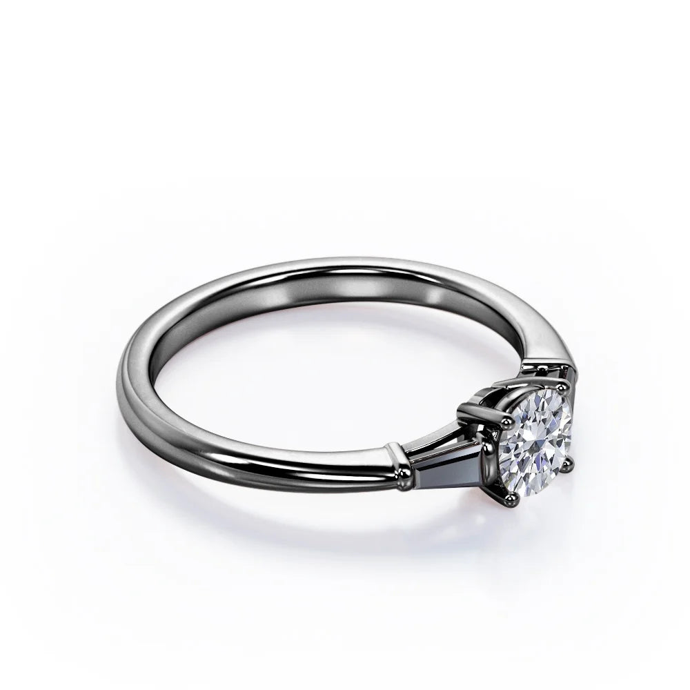 Minimalist Engagement Ring with Lab Created Black Diamond Z991