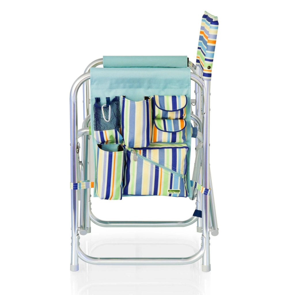 Sky Blue Sports Chair with Multi Stripe Pattern G9415