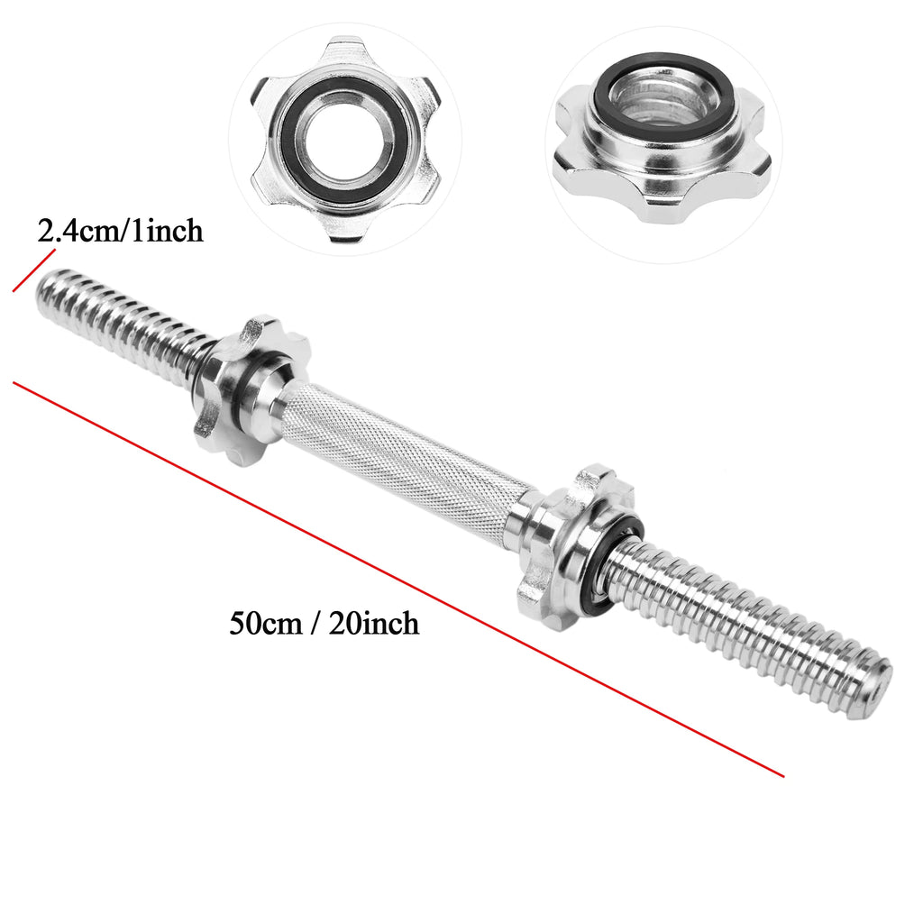 20" Solid Stainless Steel Chrome Threaded Dumbbell Bars with Spinlock Collars C6079