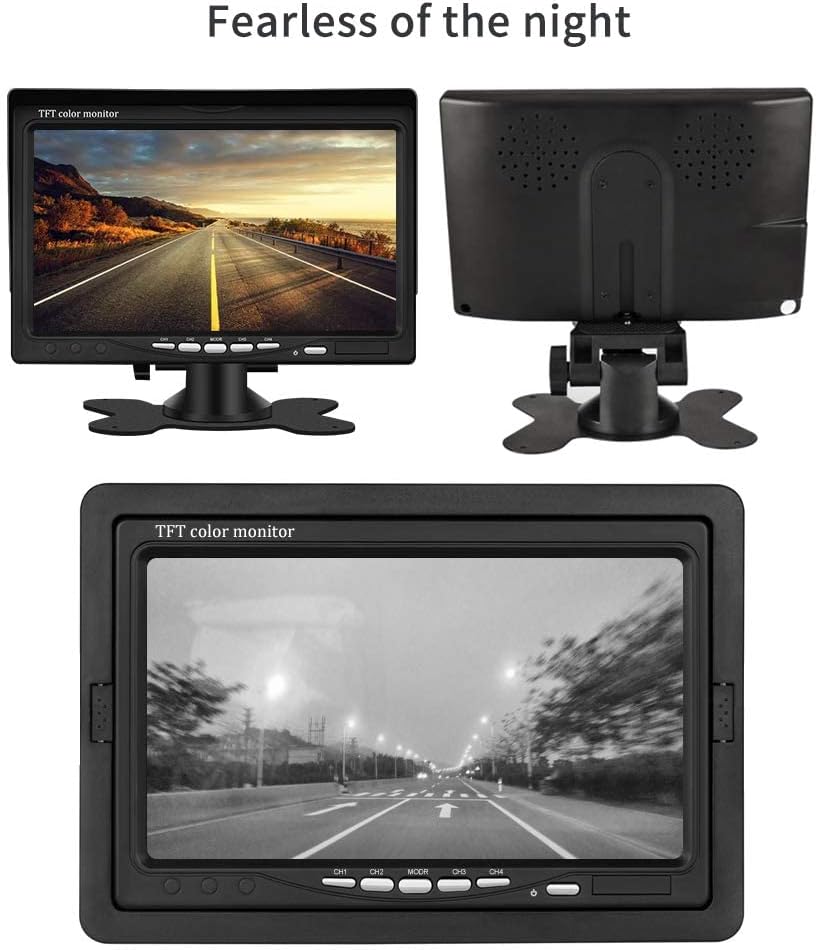 7 LCD Split Screen Backup Camera Monitor Kit with 4 Rear Cameras O12829