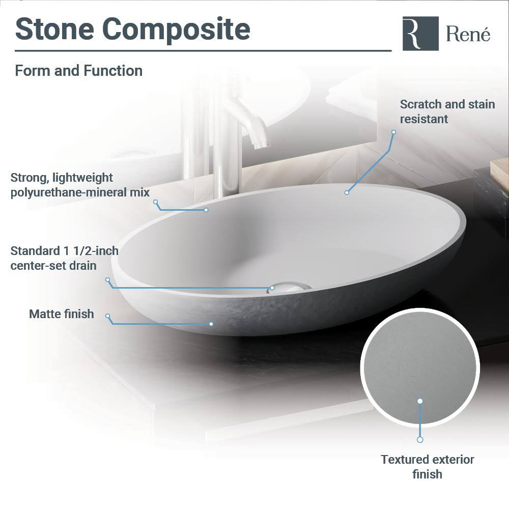 Stone Composite Oval Vessel Sink with Faucet U140988