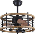 20-inch Caged Ceiling Fan with Lights, Reversible, Remote, Bladeless F5545