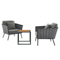 3 Piece Outdoor Aluminum Sectional Sofa Set in Gray Charcoal L703666