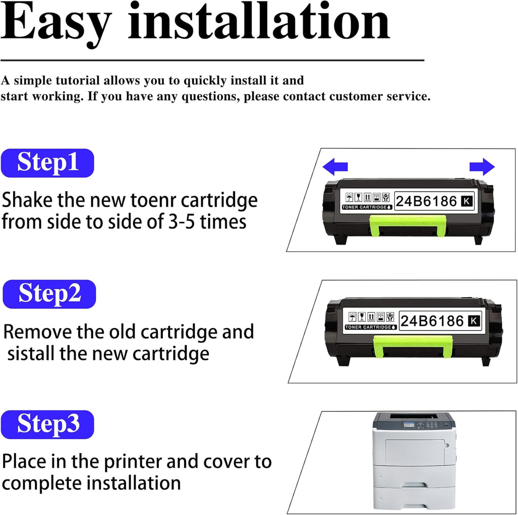 2-Pack Black Toner Cartridge for Lexmark M3150 XM3150 XM3150h Printer F70771