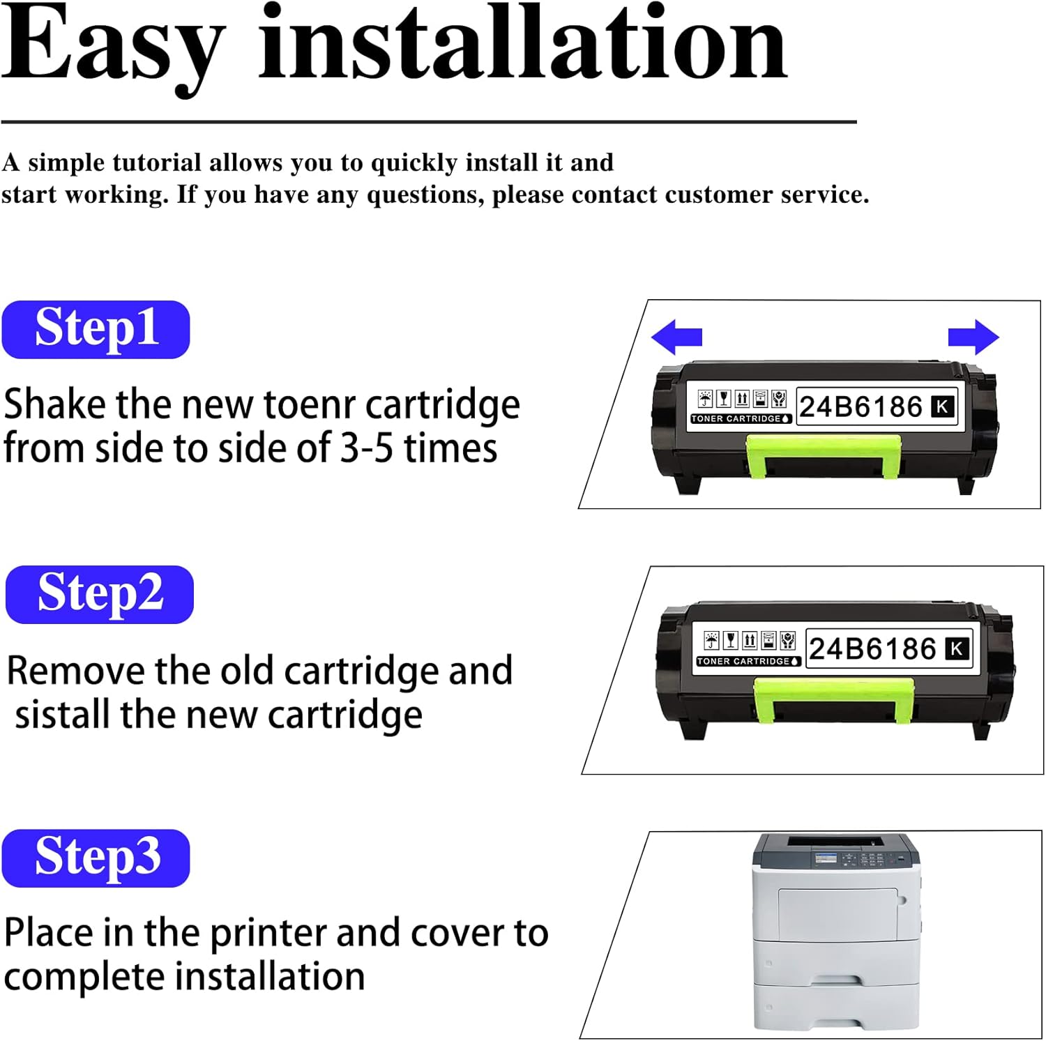 2-Pack Black Toner Cartridge for Lexmark M3150 XM3150 XM3150h Printer F70771