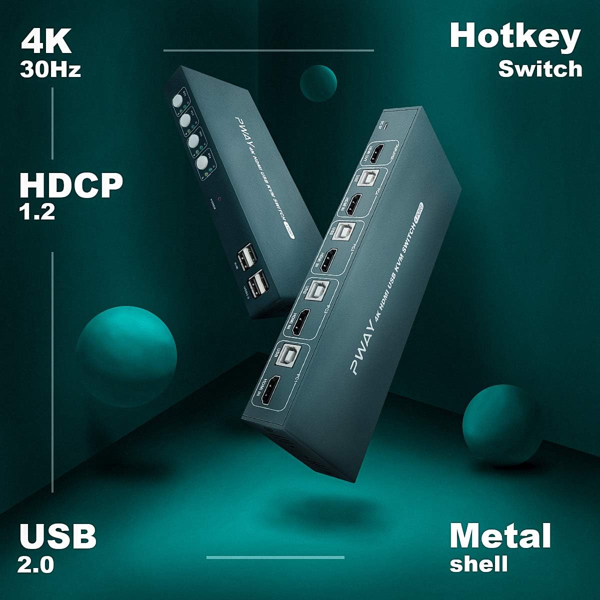 4x1 HDMI KVM Switch 4 Port Ultra HD 4K@30Hz USB 2.0 with 4 HDMI and USB Cables Y84083