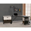L-Shape Desk and 2 Filing Cabinets Set H14248