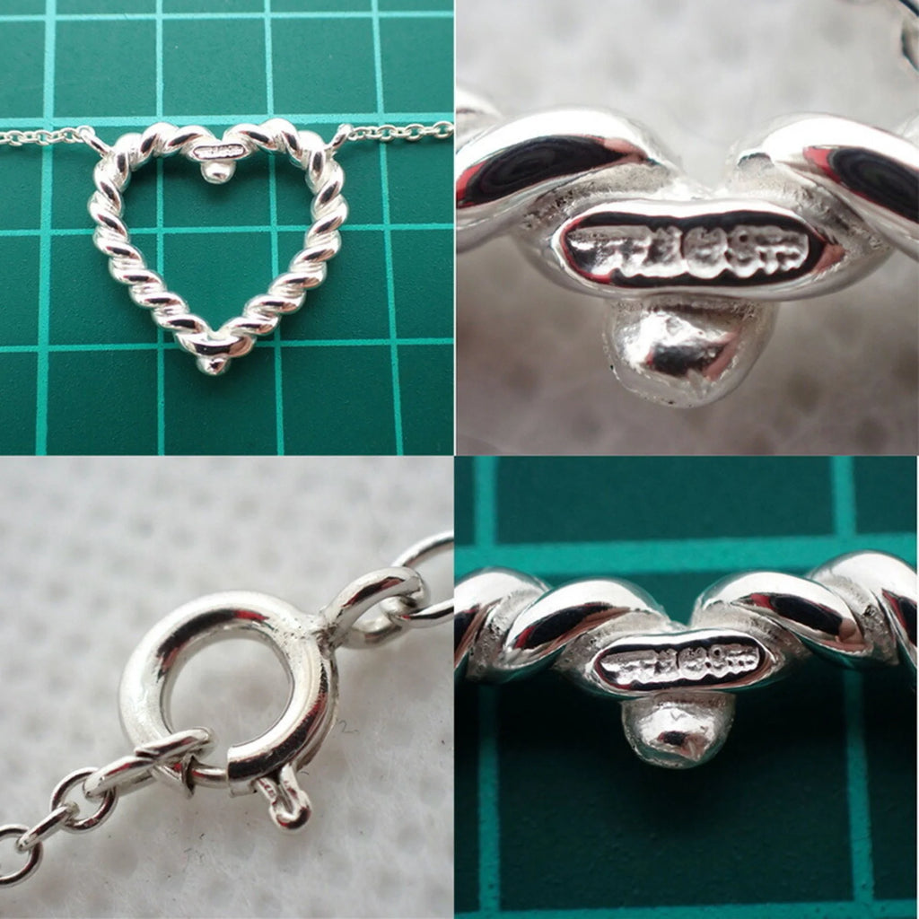 925 Heart Twist Pendant Necklace N785