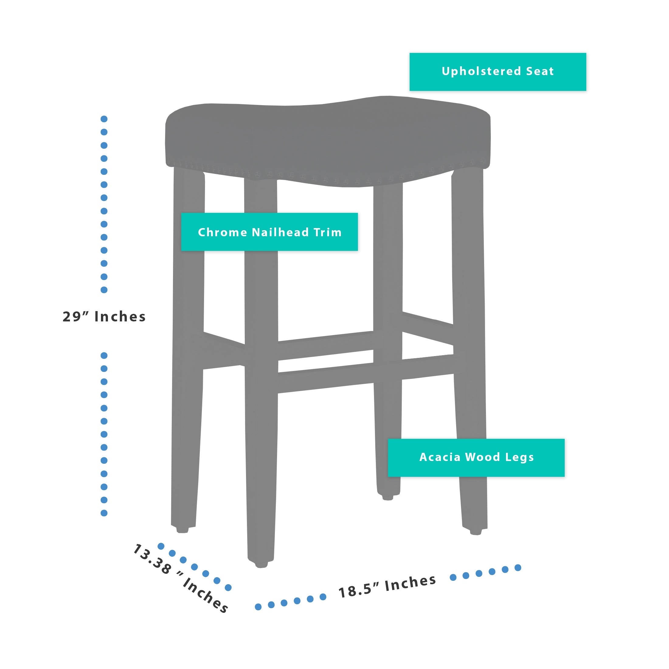 Leather Saddle Bar Stool Set of 2 F8157