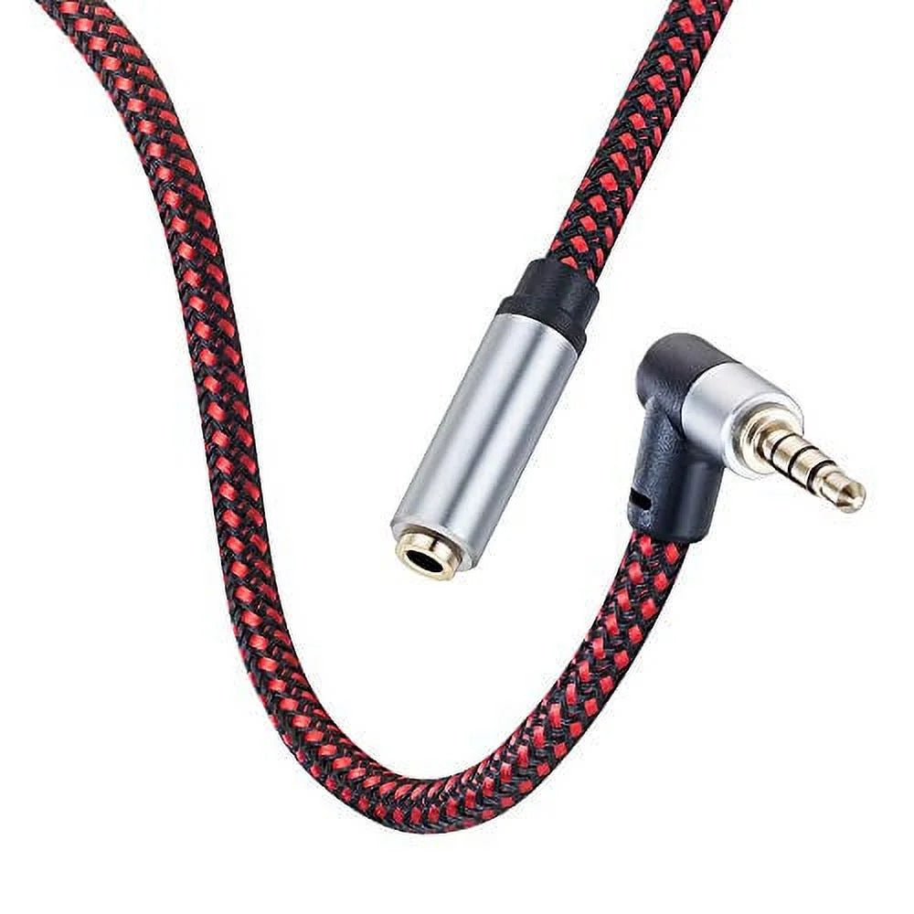90 Degree TRRS 3.5mm Braided Audio Extension Cable 20Ft R8673