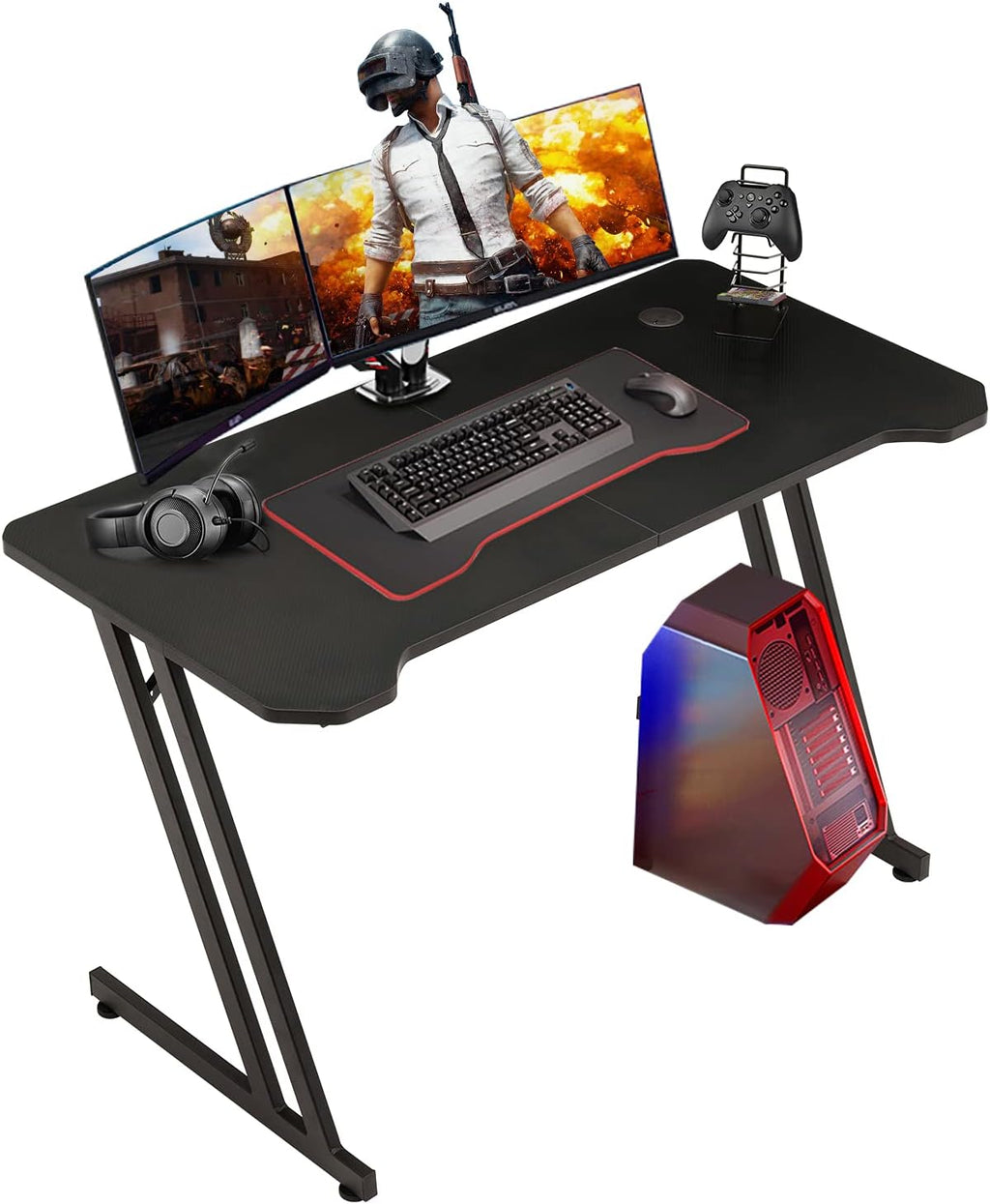 47 Ergonomic Z Shape Computer Desk with Carbon Fiber Surface E736415