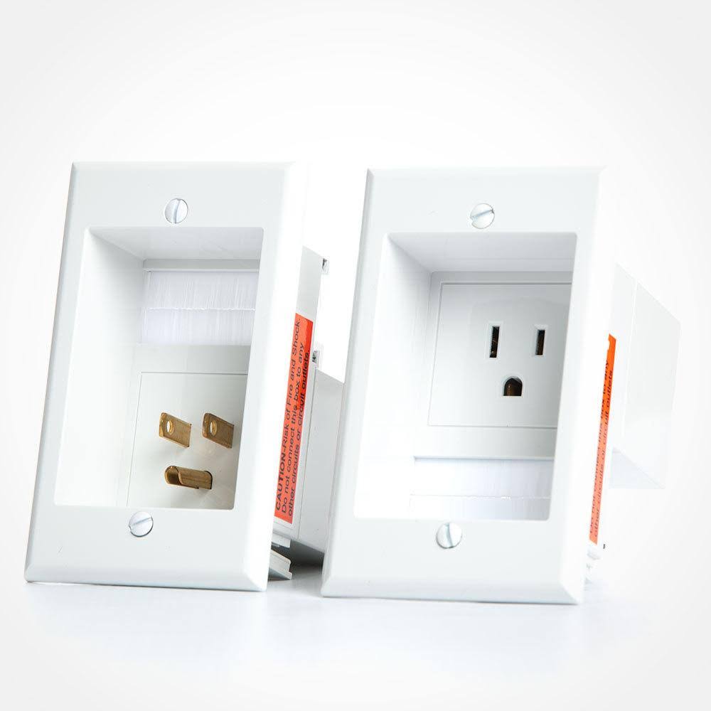 Single-Outlet Recessed In-Wall Cable Management System R239636