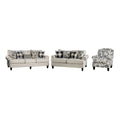 Ivory Fabric 3pc Sofa Set with Floral Chair M806663