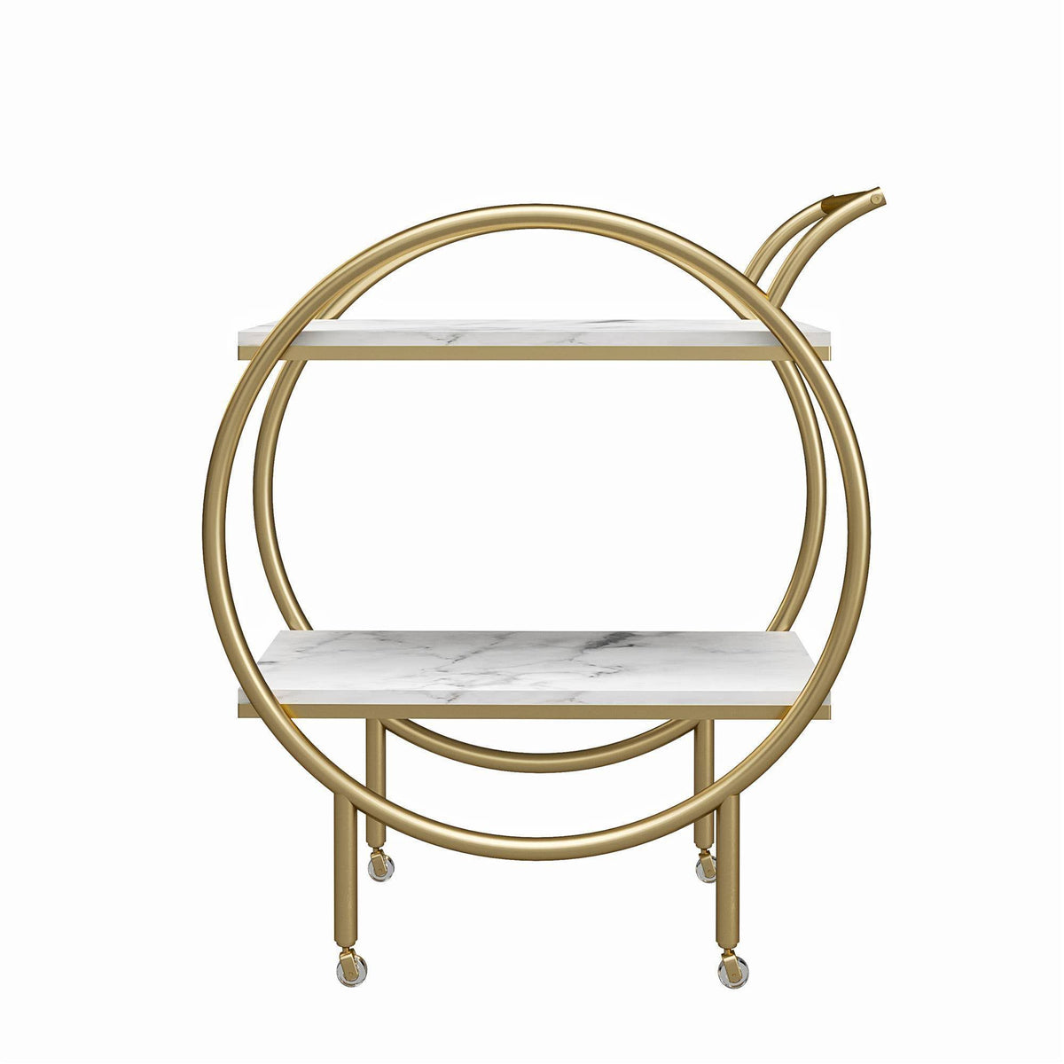 White Marble Round Bar Cart M7658