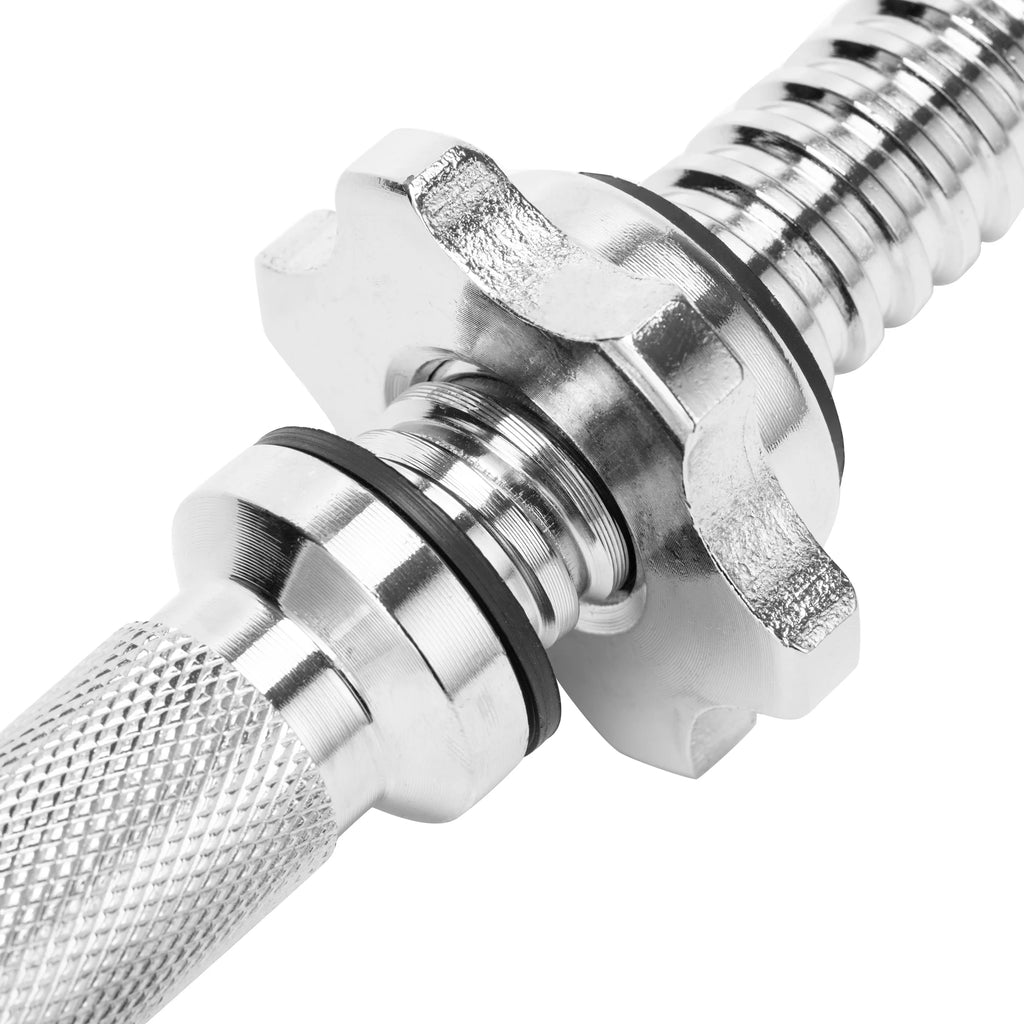 20" Solid Stainless Steel Chrome Threaded Dumbbell Bars with Spinlock Collars C6079