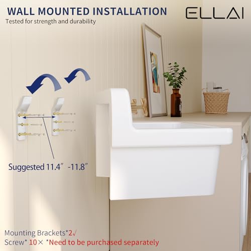 White Porcelain Ceramic Wall Mounted Laundry Sink 10 Gallon Q703427
