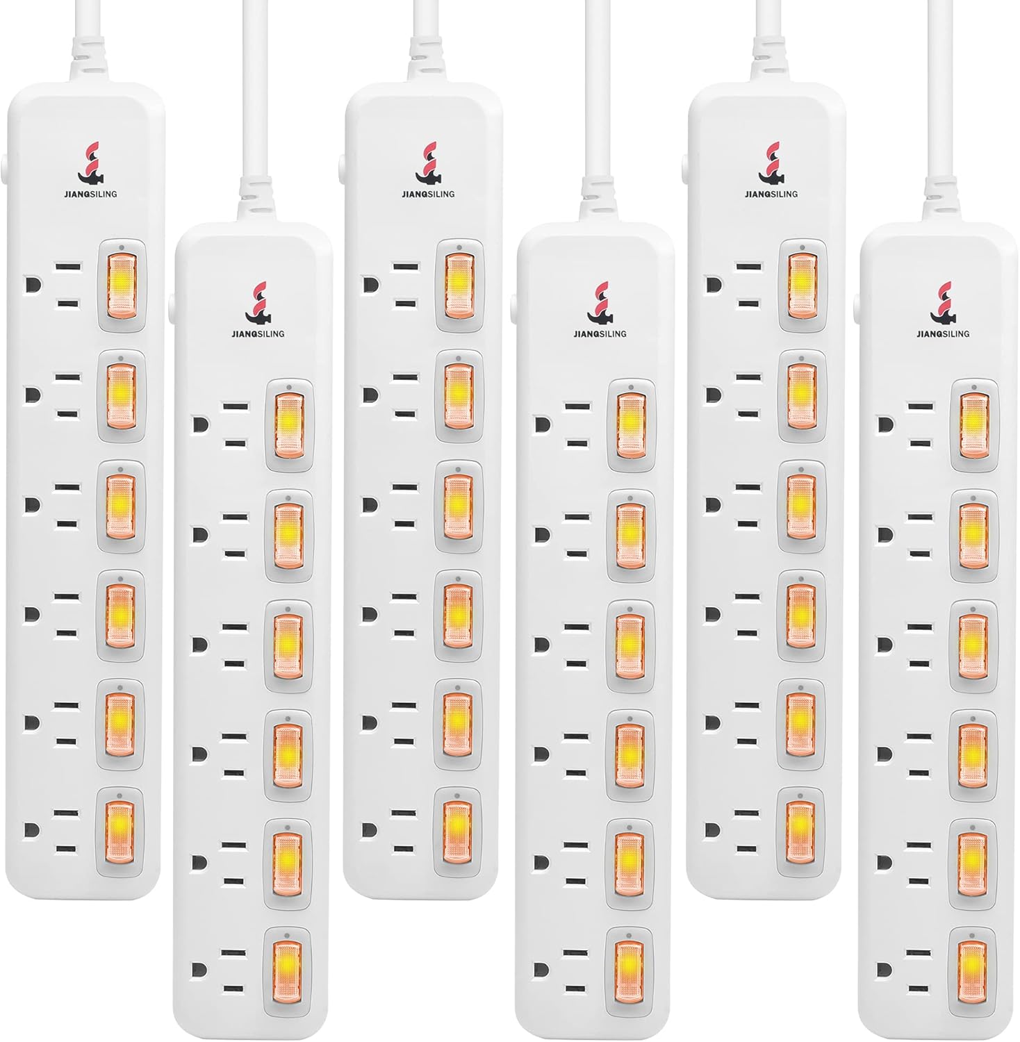 White 12 Pack Power Strip Surge Protector Extension Cord C76813
