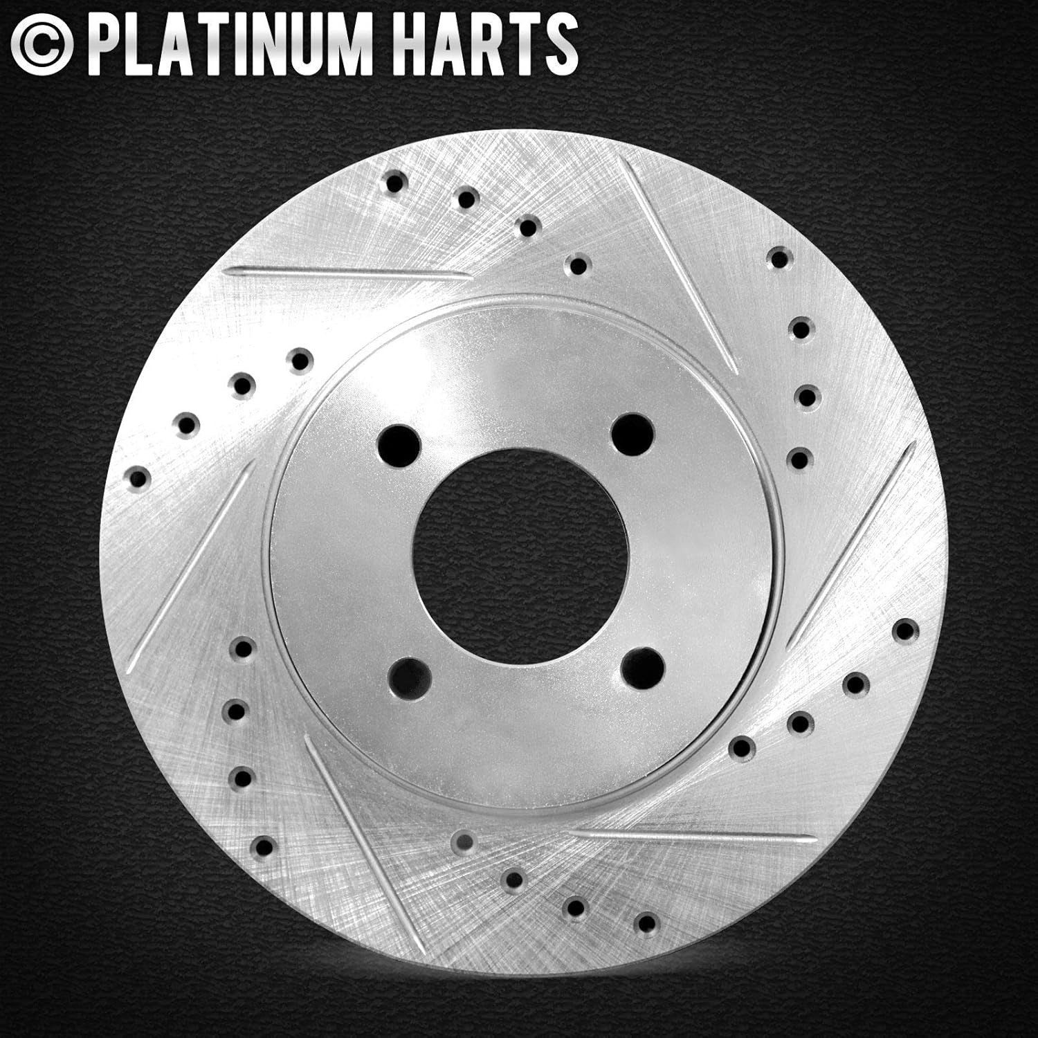 Front and Rear Brake Rotors Silver Drilled Slotted Semi Metallic Brake Pads V807