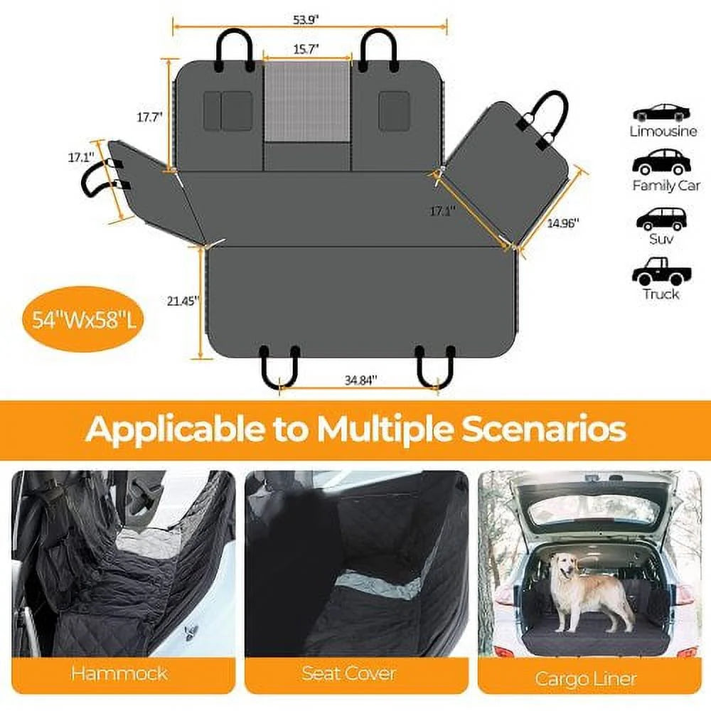100% Waterproof Dog Car Seat Cover with Mesh Window I55422