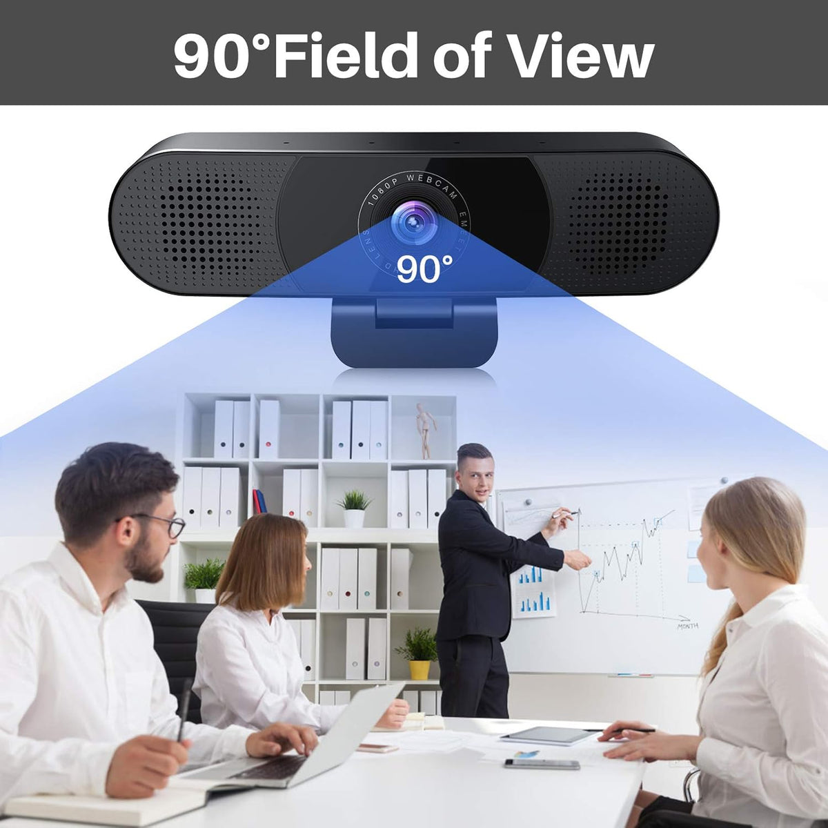 1080P Webcam with Microphone and Speakers F90253