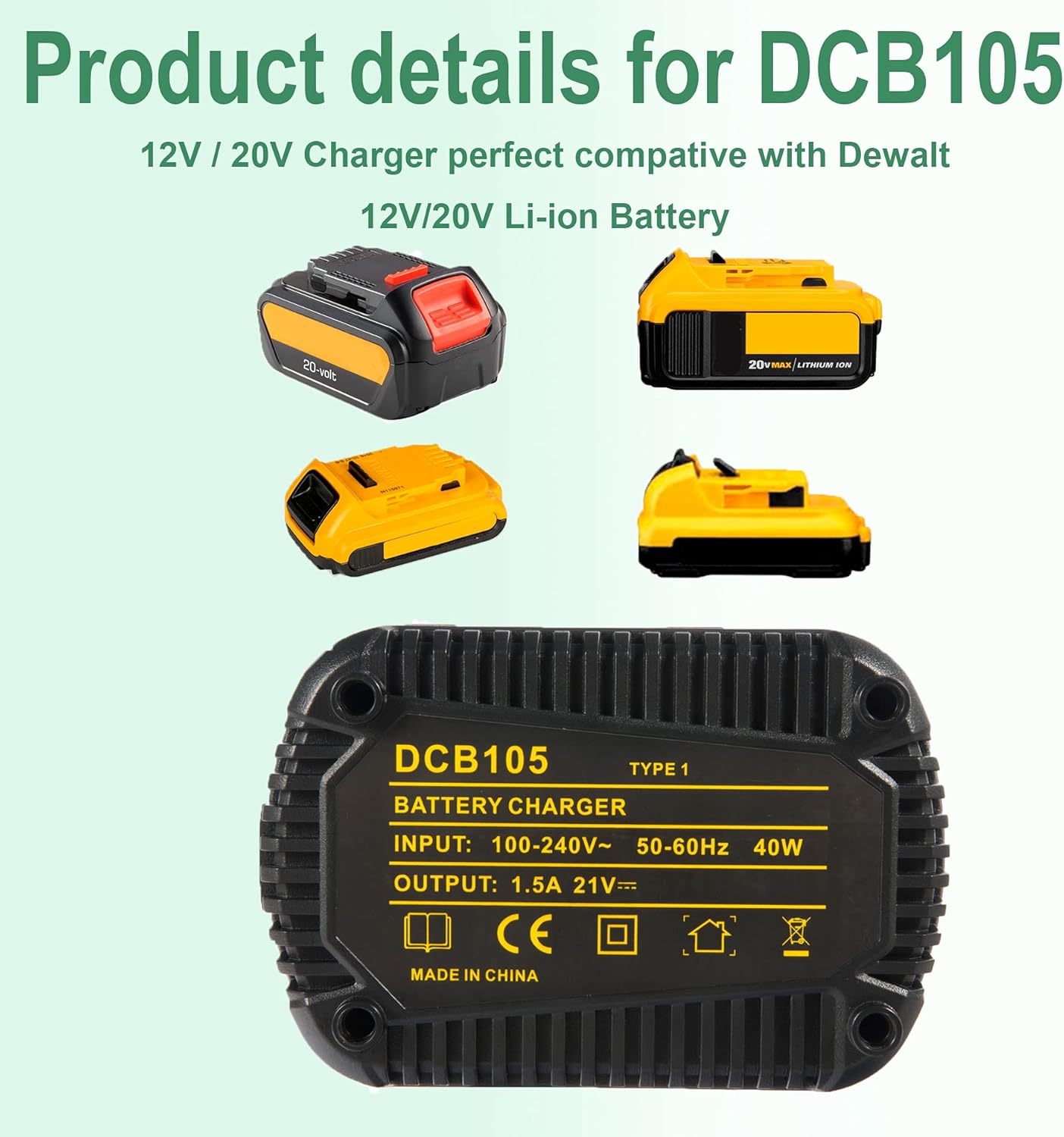 2Packs 20V 3.0Ah Battery and Charger Combo for Cordless Tools J379099