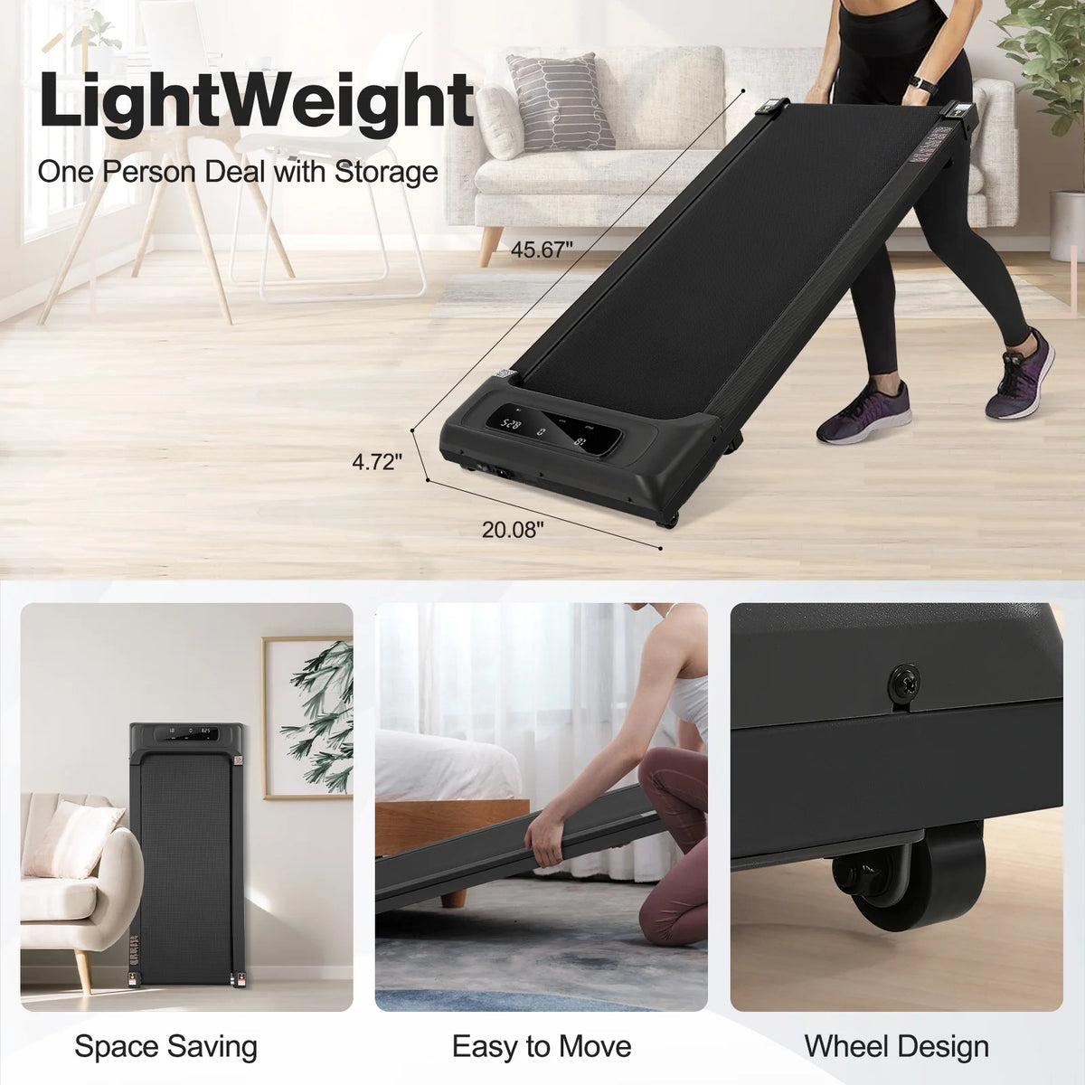2.5HP Electric Walking Pad Treadmill with LED Display Y6830