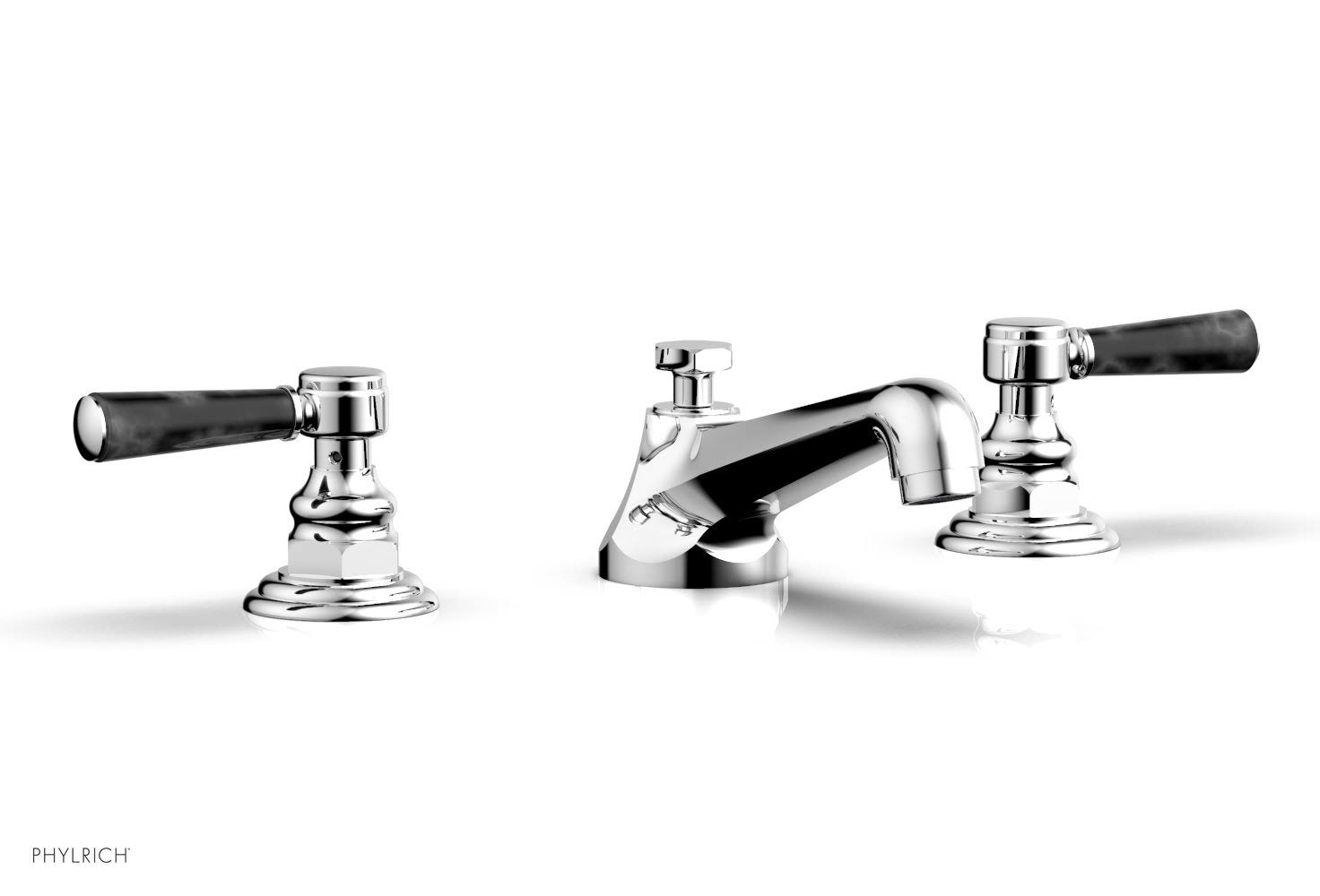 Satin Gold Widespread Bathroom Sink Faucet with Marble Handle Y532