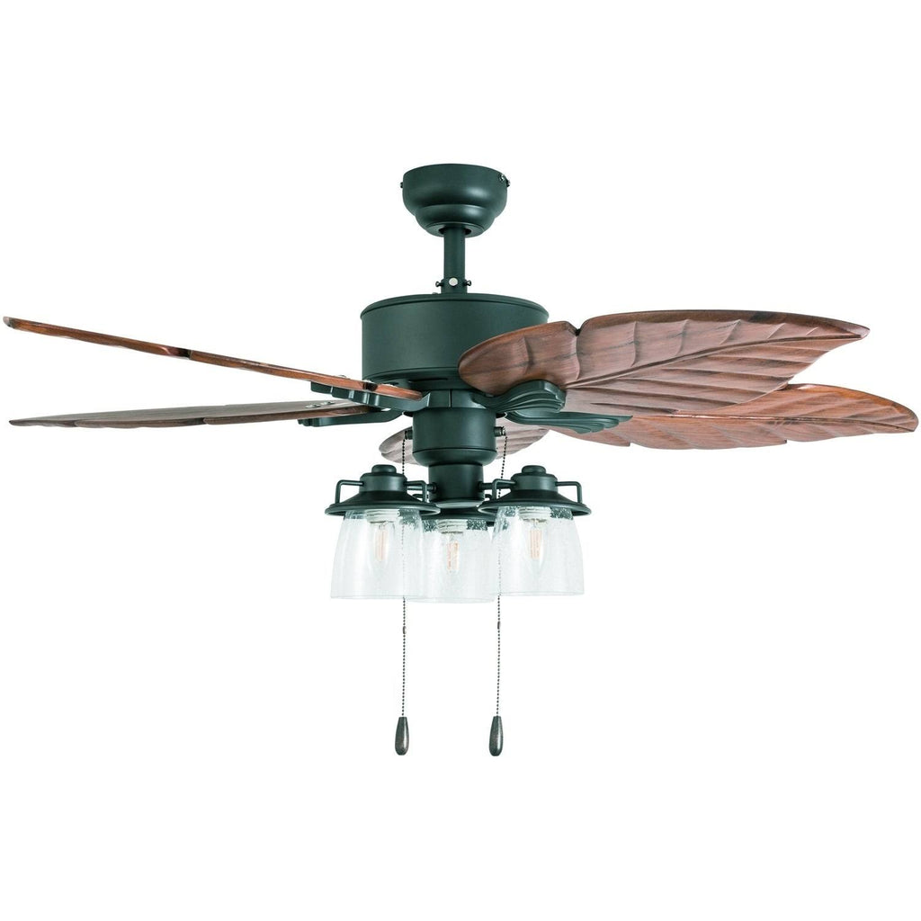 Aged Bronze LED Lighted Ceiling Fan with Hand-Carved Blades M803393