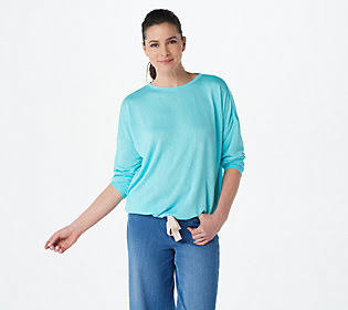 Cabana Blue Knit Drawstring Top M3727