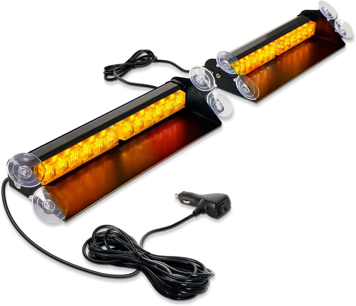 2 in 1 Dash Strobe Lights 2x14 inch 24LED Safety Hazard Warning Lights Pack of 2 R954963