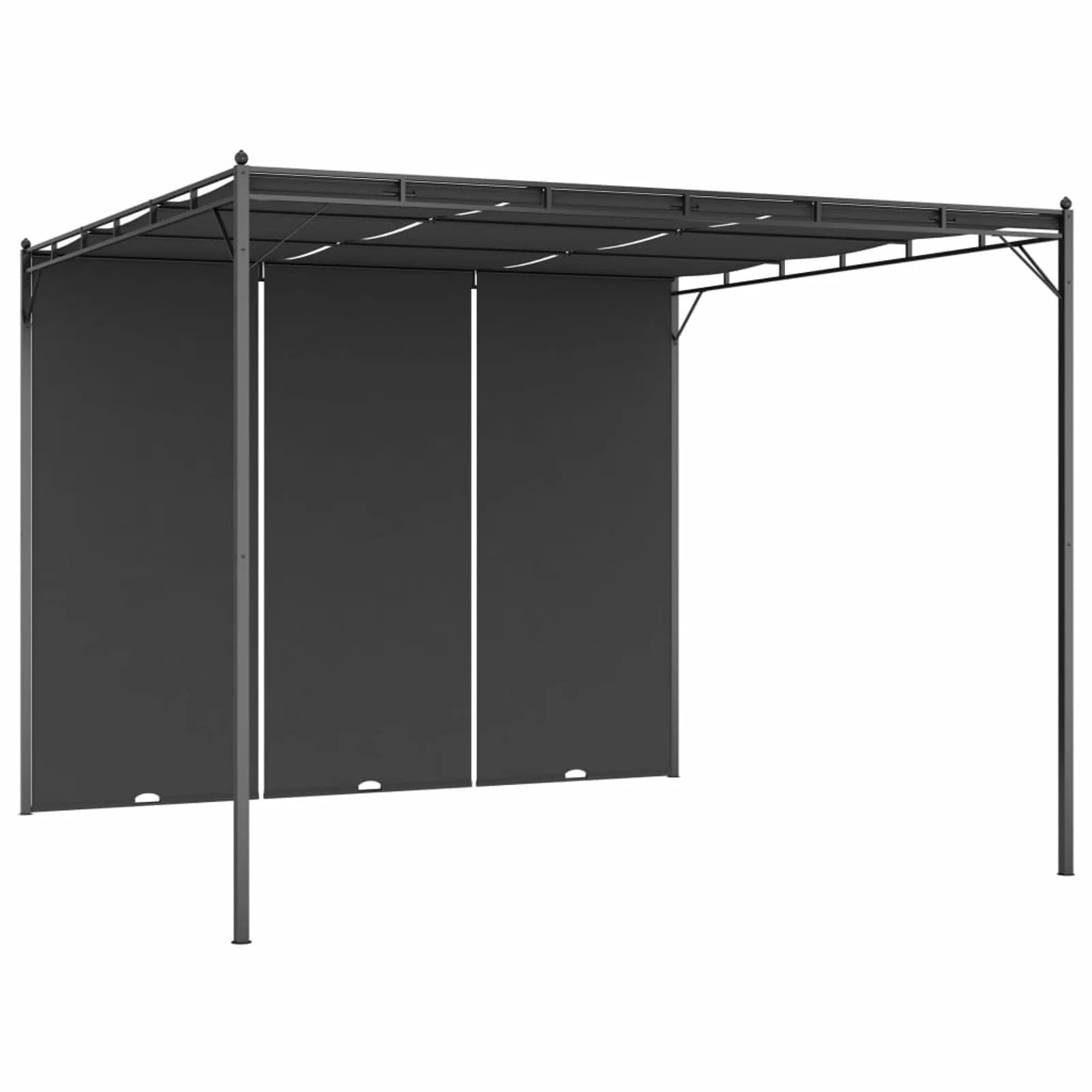 Garden Gazebo with Side Curtain Steel Frame Sun Shade Shelter 118.1 x 118.1 x 88.6 Inches I5131