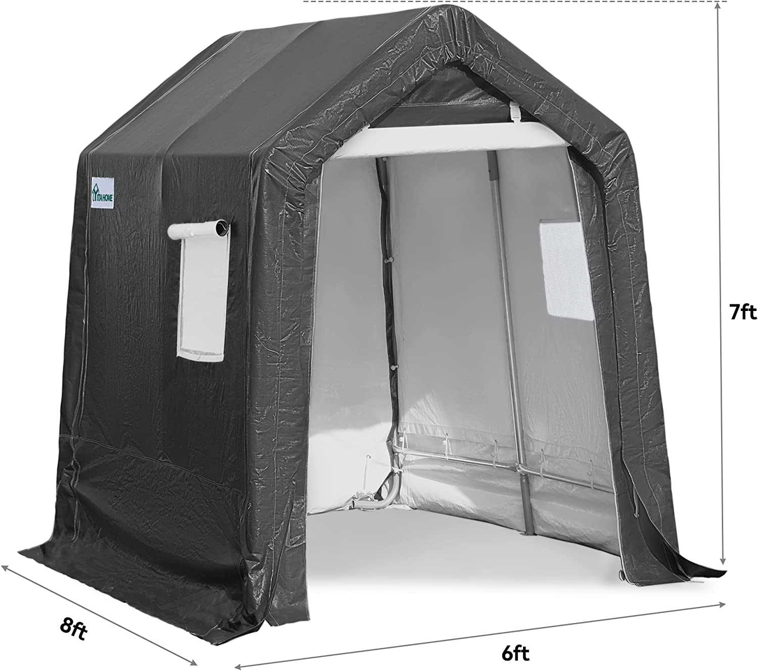 Outdoor Storage Shed 6x8 ft Portable Waterproof Steel Frame Tent A408