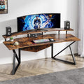 70.9" Rustic Brown Computer Desk with Monitor Stand B165