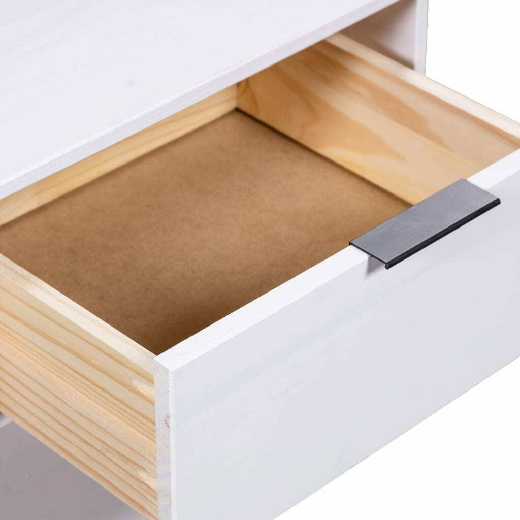 White Solid Pine Wood Bedside Cabinet C53019