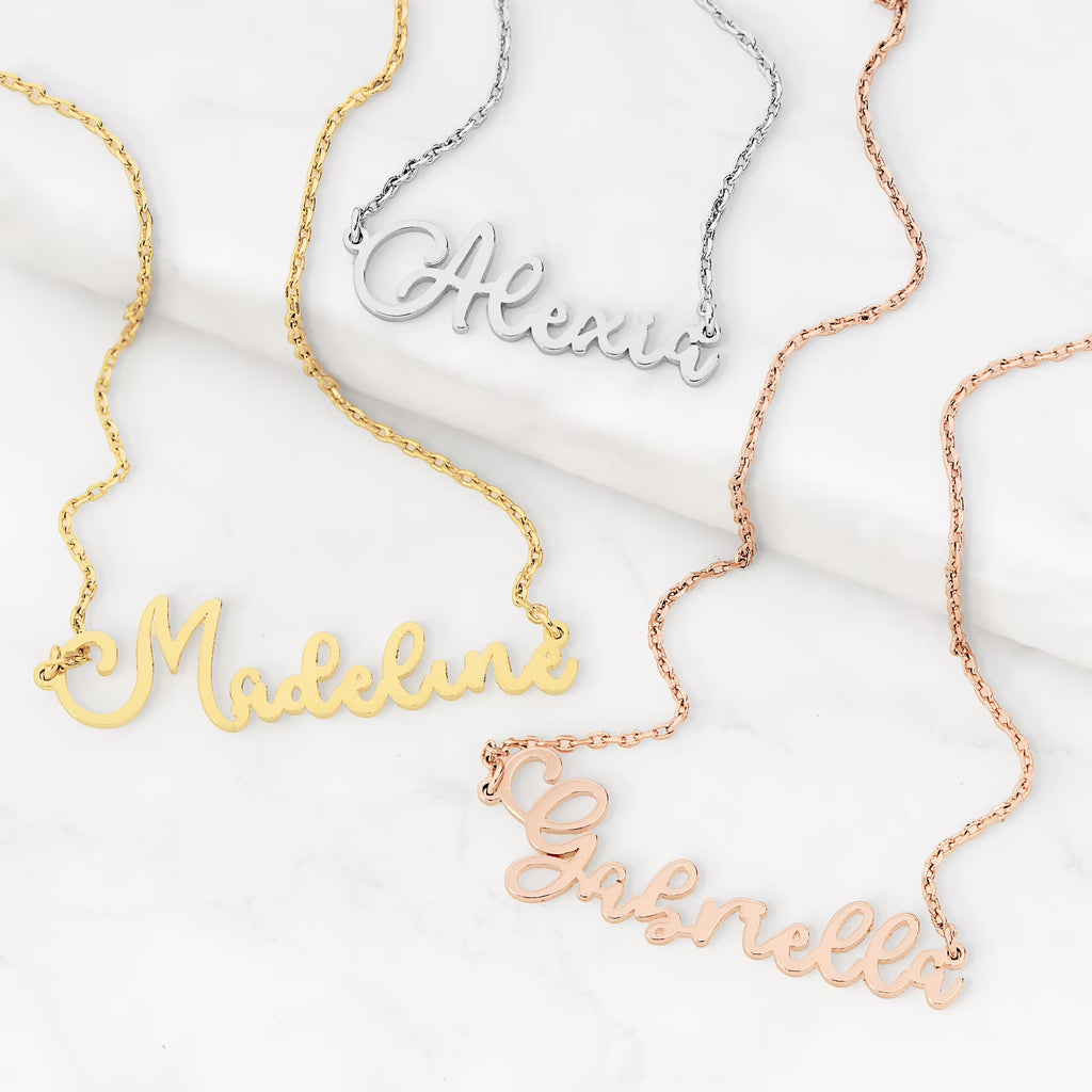 Sterling Silver Script Name Necklace Z8837