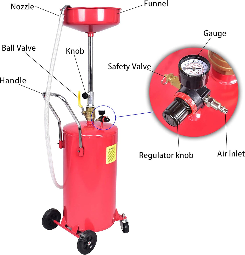 18 Gallon Portable Oil Lift Drain with Oil Pan Funnel S7718
