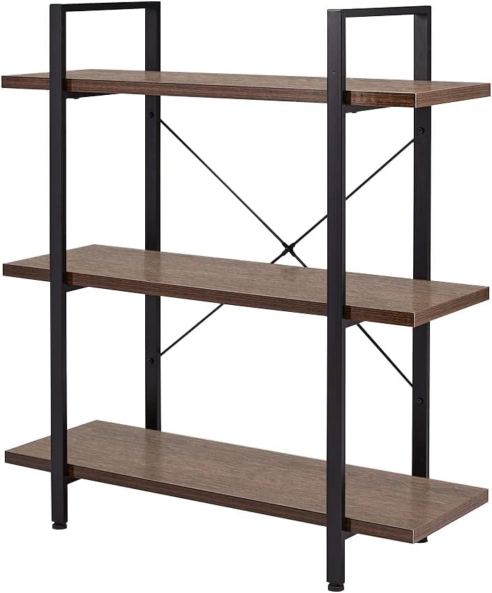 5-Tier Tall Bookcase, Industrial Style Bookshelf, Rustic Brown Z76212