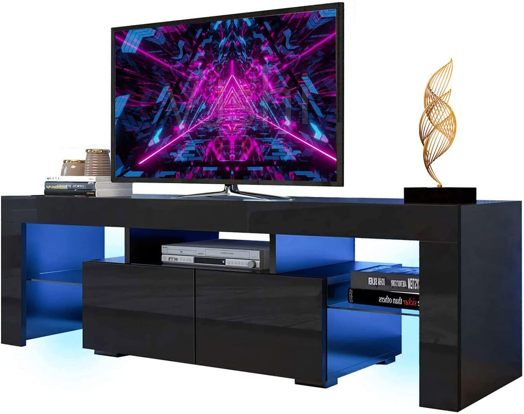 White High Gloss LED TV Stand with Storage Drawer M47889