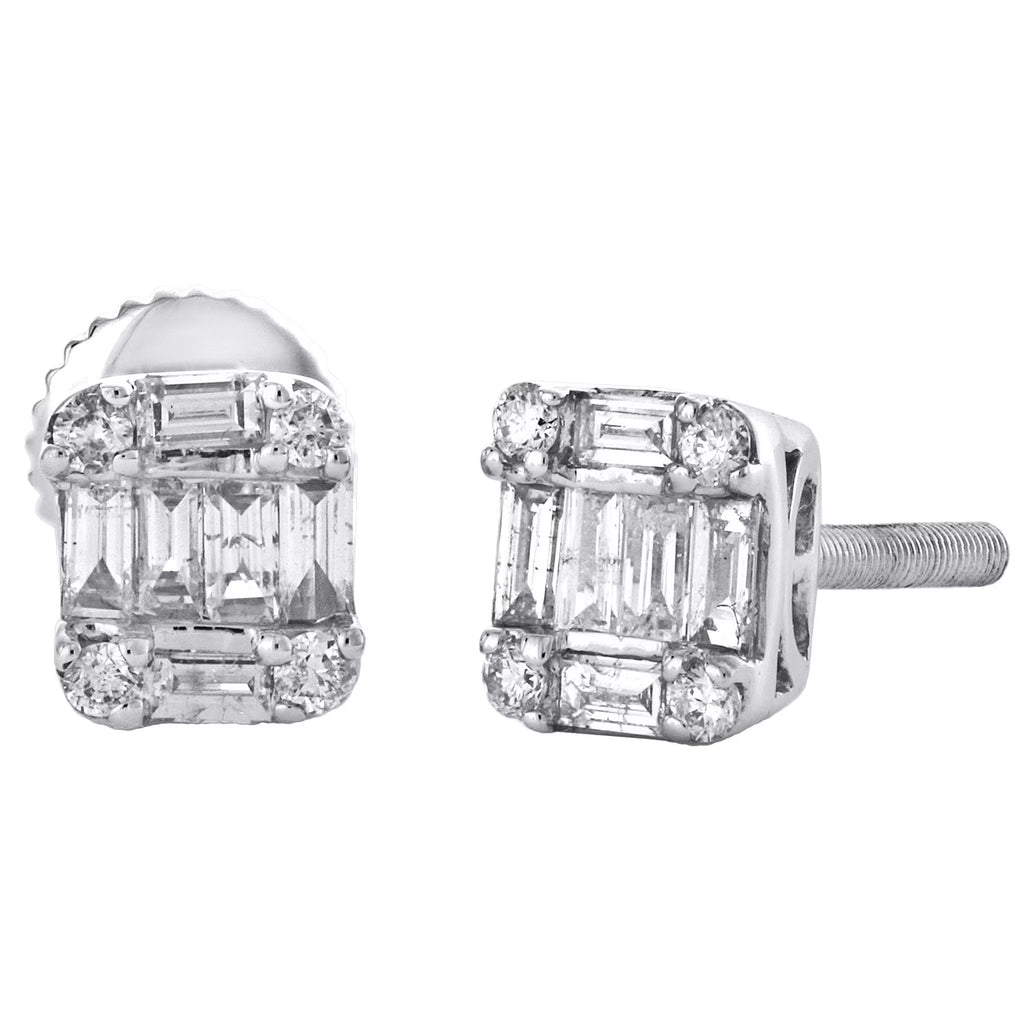 14K White Gold Diamond Stud Earrings J8154