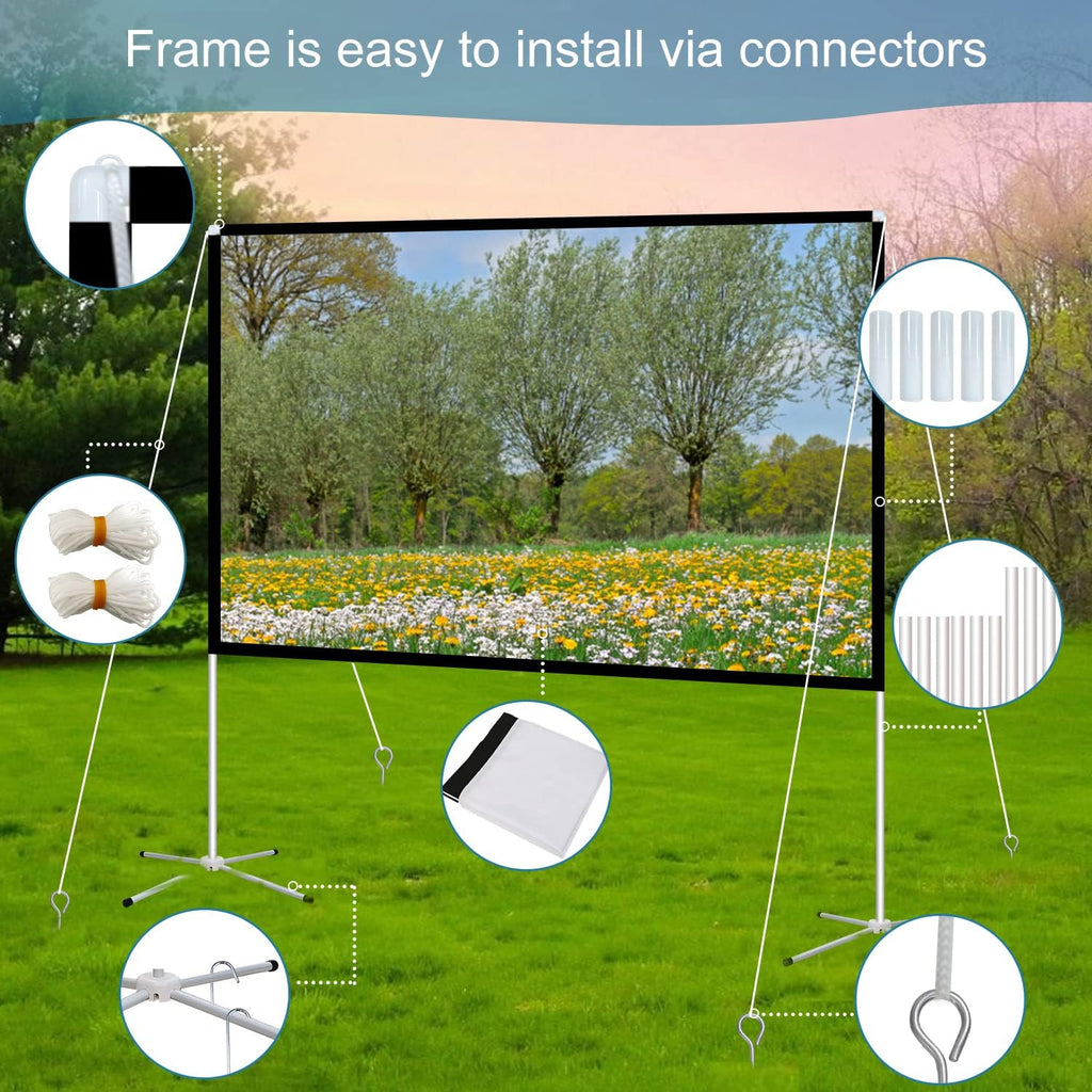 100 Inch 16:9 Portable Projector Screen with Stand and Carry Bag A313