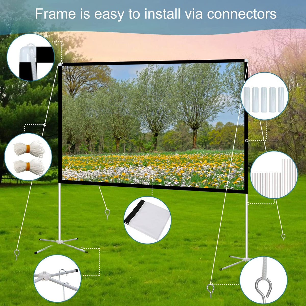 100 Inch 16:9 Portable Projector Screen with Stand and Carry Bag A313
