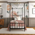 Black Twin Low Profile Canopy Bed P1842