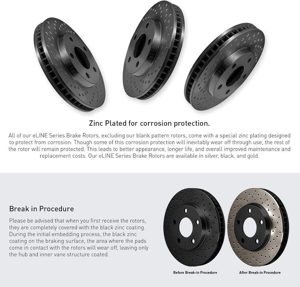 Front Black Drilled Brake Rotors Kit with Semi-Met Pads U396