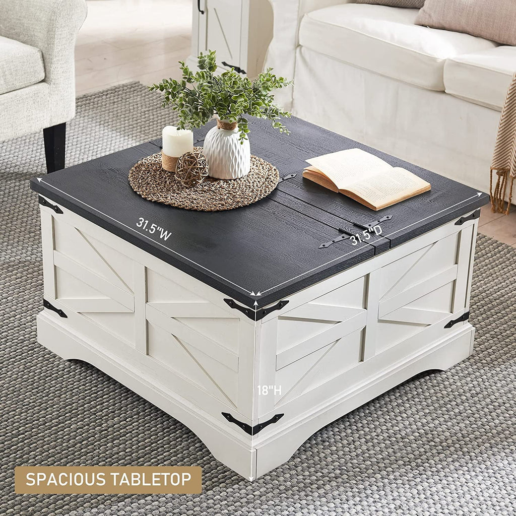 White Square Wood Lift Top Coffee Table with Storage G440624