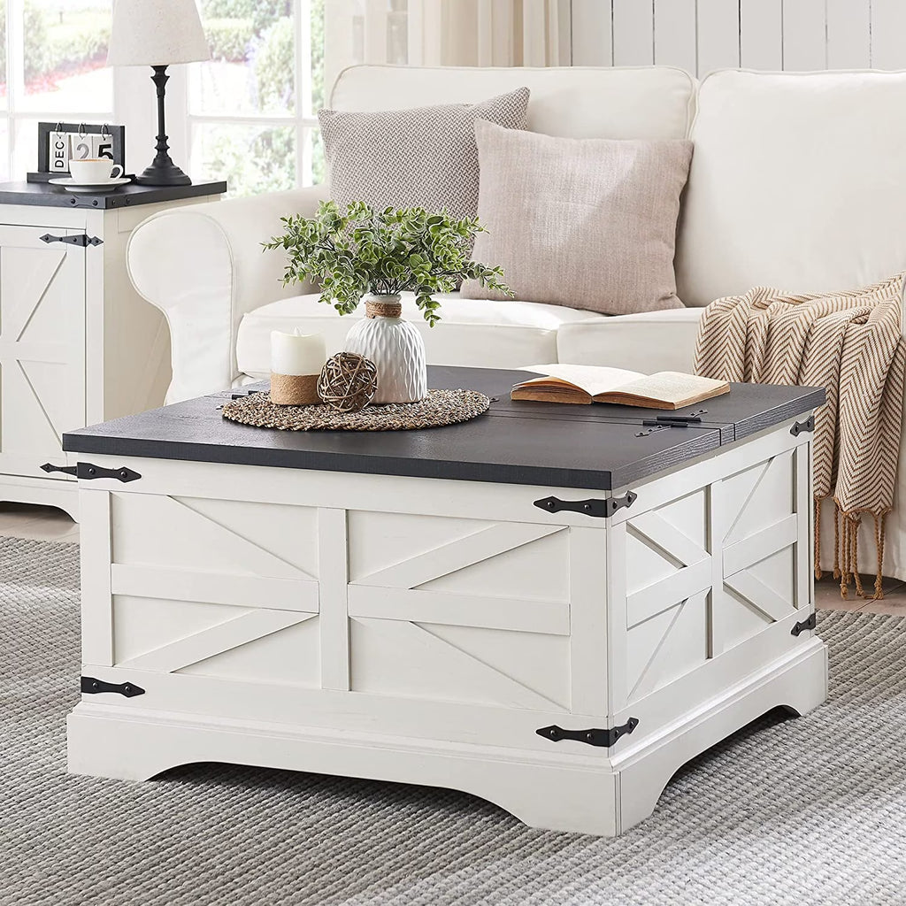 White Square Wood Lift Top Coffee Table with Storage G440624