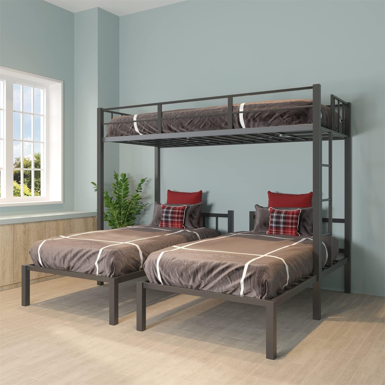 White Triple Twin Bunk Bed O245384