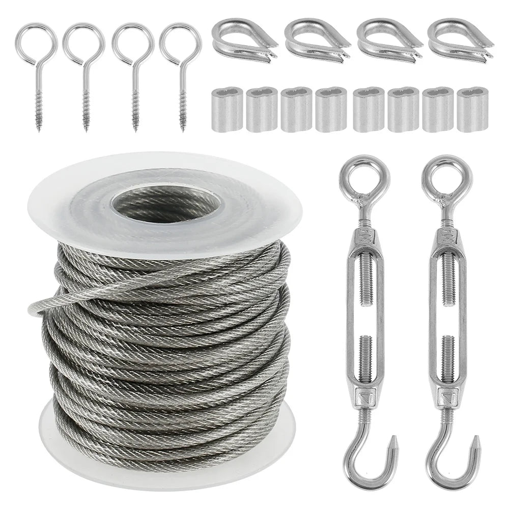 PVC Coated Steel Wire Rope String Light Hanging Cable Railing Kit L750