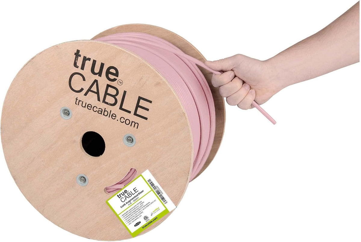 Cat6A Riser 1000ft Black 23AWG 4 Pair Solid Bare Copper 750MHz UTP Bulk Ethernet Cable M161