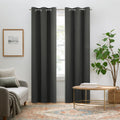 100% Blackout Faux Linen Grommet Curtains (2 Panels) 63x42 Charcoal D2500